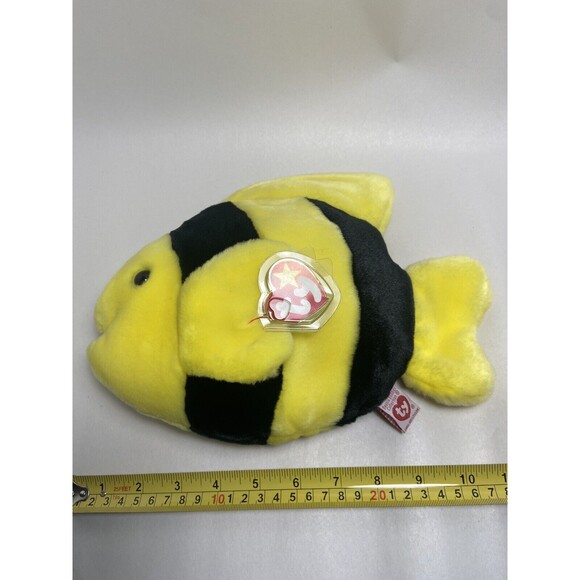 Vintage Ty Beanie Buddies Bubbles the Fish Plush Toy 1998 With Paper Hang Tag - Picture 9 of 9